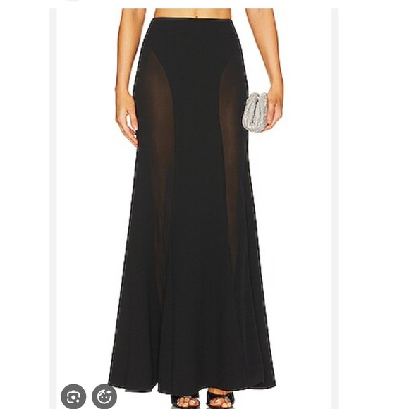 NBD Dresses & Skirts - NBD Gisele Maxi Skirt Black Sheer Mesh Panel High Waist Revolve Size S NEW